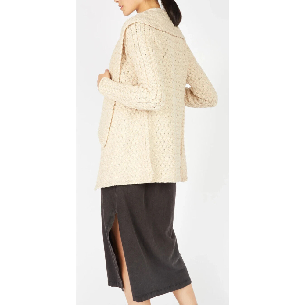 IrelandsEye Glenross Waterfall Cardigan Sweater Wool Natural Chunky Knit Medium - Picture 11 of 16